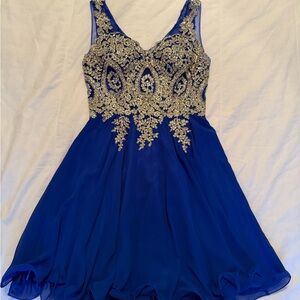 Blue Dress with Silver Embellishments